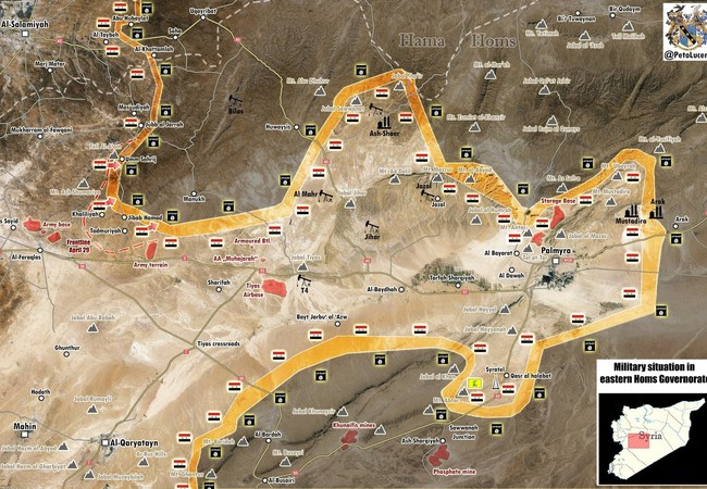 Chiến sự Syria: Quân đoàn tình nguyện đánh bại IS trên chiến trường Homs (video) Bàn đồ tình hình chiến sự tỉnh Homs tính đến ngày 03.05.2017
