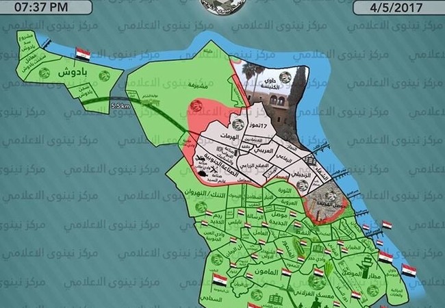 Hàng loạt tay súng IS đền mạng trong trận đánh tại Mosul Toàn cảnh chiến trường thành phố Mosul tính đến ngày 04.05.2017