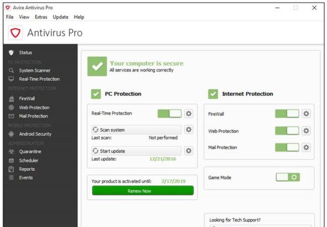 Norton và Avira là hai sản phẩm chống virus tốt nhất 2016 Giao diện phần mềm chống virus Avira