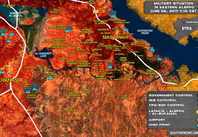 “Hổ Syria” đập tan phiến quân, chiếm 4 cứ địa IS trong một ngày (video) Bản đồ tình hình chiến sự khu vực phía đông Aleppo