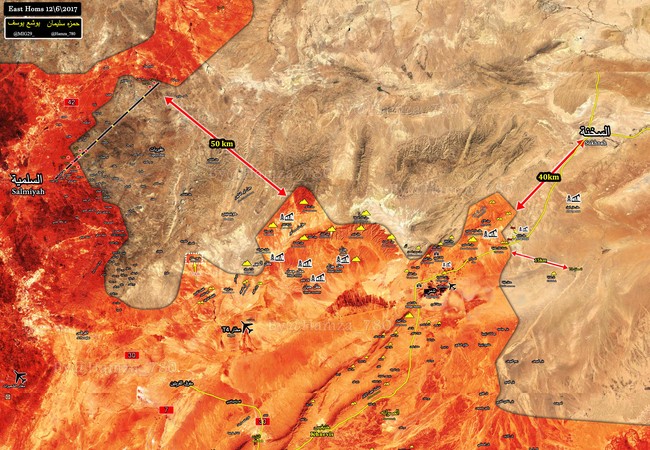Trực thăng Nga xung trận, quân đội Syria đánh đuổi IS tại Homs (video) Bản đồ tình hình chiến sự khu vực tỉnh Homs tính đến ngày 12.06.2017