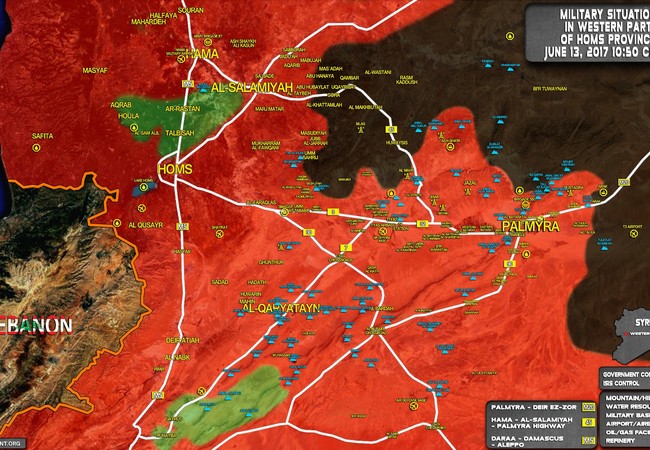 Quân đội Syria truy sát IS hướng Palmyra - Deir Ezzor (chùm video) Bản đồ chiến sự vùng sa mạc phía đông tỉnh Homs