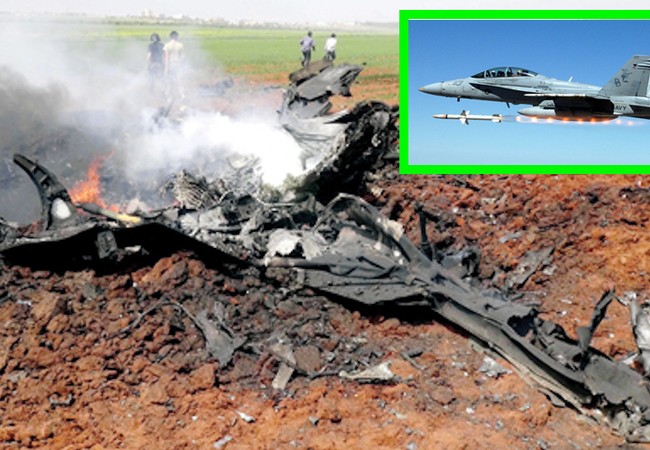 Mỹ bắn hạ chiến đấu cơ Syria, cuộc chiến xí phần bắt đầu khốc liệt Chiếc máy bay Su 22 của không quân Syria bị F/A 18 Mỹ bắn hạ trên chiến trường Raqqa