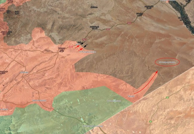 Quân đội Syria hội binh giải cứu Deir Ezzor trong vòng vây IS Hướng tấn công của quân đội Syria dọc theo tuyến biên giới về căn cứ quân sự T-2