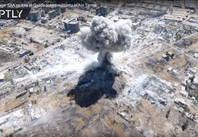 Chiến sự Syria: Quân Assad tấn công dữ dội phiến quân ngoại vi Damascus (video) Quân đội Syria pháo kích dữ dội vào Ain Tarma phía đông Damascus