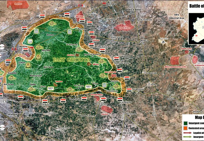 Quân đội Syria dồn binh tiến đánh phe thánh chiến cố thủ Damascus (video) Tình huống chiến trường khu vực ngoại ô phía đông thủ đô Syria Damascus