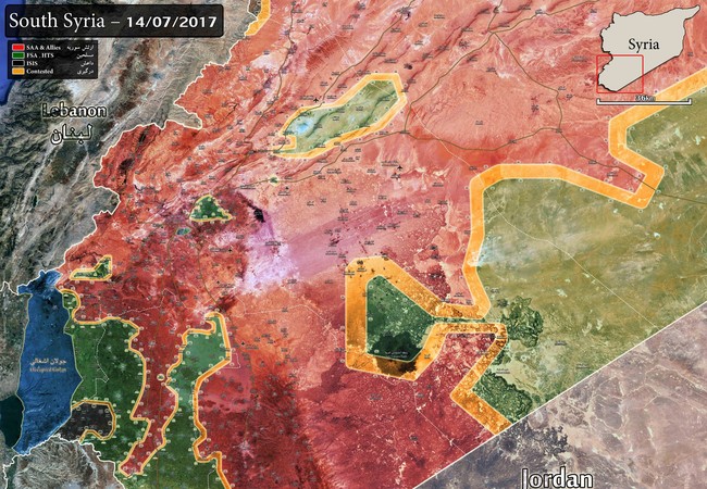 Syria sắp càn quét phiến quân Mỹ hậu thuẫn tại đông Damascus Bản đồ chiến sự vùng sa mạc phía đông Damascus