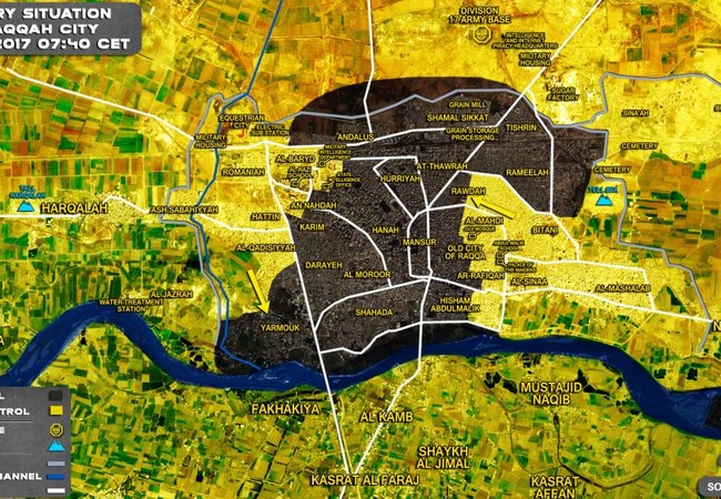 Chiến sự Syria: Người Kurd tử chiến IS, chiếm được 35% diện tích Raqqa Tình hình chiến sự thành phố Raqqa tính đến ngày 17.07.2017