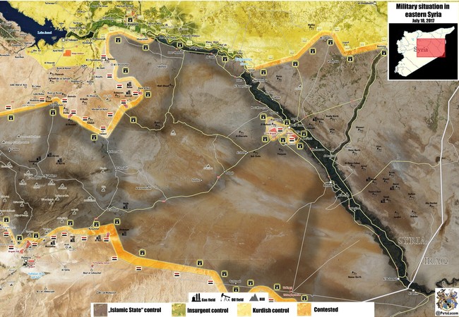 “Hổ Syria” đập tan IS, giải phóng thêm vành đai mỏ dầu Raqqa (video) Bản đồ chiến trường khu vực Raqqa - Homs, các mũi tấn công của quân đội Syria