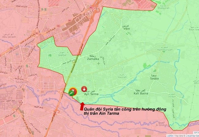 Vệ binh Syria tung đợt tiến công mới đánh phiến quân ven Damascus Quân đội Syria tiến công trên hướng đông thị trấn Ayn Tarma