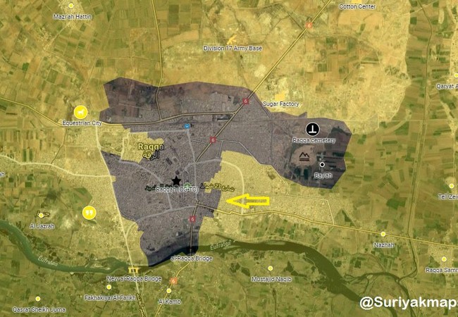 IS tử thủ ở chảo lửa Raqqa, dùng dân thường làm lá chắn sống Bản đồ chiến sự thành phố Raqqa tính đến ngày 30.07.2017
