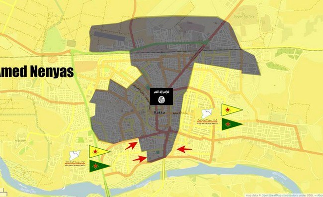 IS tung video khích lệ cuộc chiến khốc liệt ở Raqqa Bản đồ tình hình chiến sự thành phố Raqqa, tính đến ngày 31.07.2017