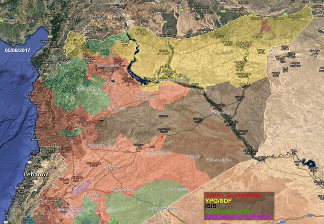 Giải phóng Al-Sukhnah, quân đội Syria bắt đầu truy quét IS trên toàn Syria Bản đồ phân bổ tình hình cuộc chiến chống khủng bố IS, Al-Qaeda trên chiến trường Syria