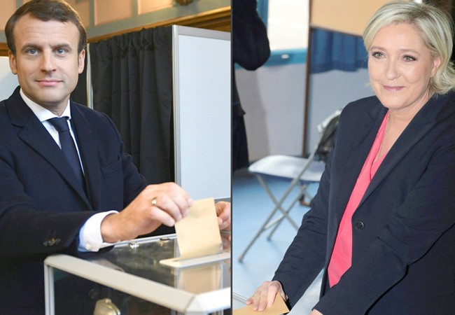Bầu cử Tổng thống Pháp: Không có bất ngờ! Hai ứng viên Tổng thống Pháp: Ông Macron và bà Le Pen