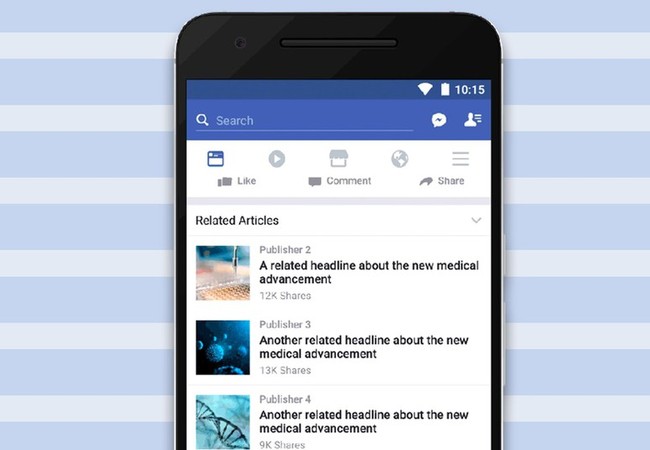 Chống tin giả mạo, Facebook hiển thị tin bài liên quan trên News Feed Hình minh họa