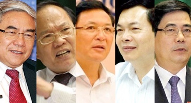 Thấy gì từ danh sách sơ bộ các bộ trưởng lên “ghế nóng”? Từ trái sang, bộ trưởng các bộ: Khoa học và Công nghệ, Văn hóa - Thể thao và Du lịch, Giáo dục và Đào tạo, Công Thương, Nông nghiệp và Phát triển nông thôn.