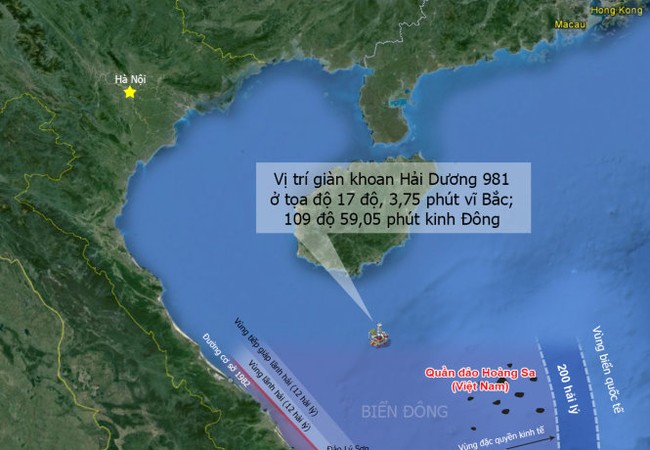 Theo dõi sát sao giàn khoan Hải Dương 981 Vị trí giàn khoan Hải Dương 981