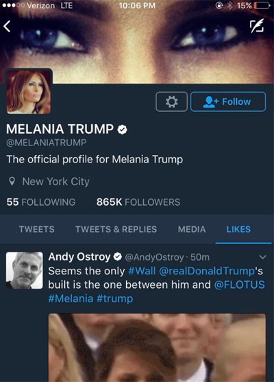Melania Trump vừa “thích” một tweet có nội dung bà rất ghét chồng - ảnh 1