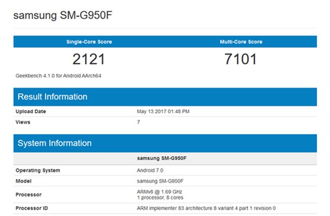 Galaxy S8 phiên bản Exynos phá vỡ “bức tường” Geekbench 7000 điểm - ảnh 1