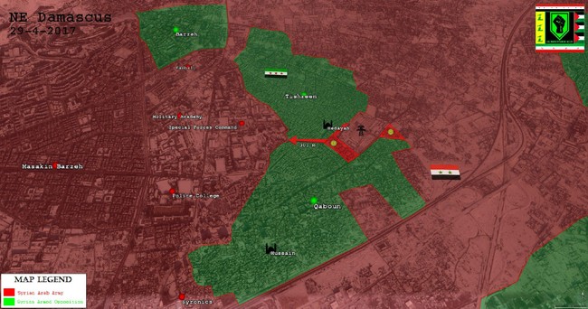 Quân đội Syria vây diệt phe thánh chiến cố thủ ngoại vi Damascus - ảnh 1