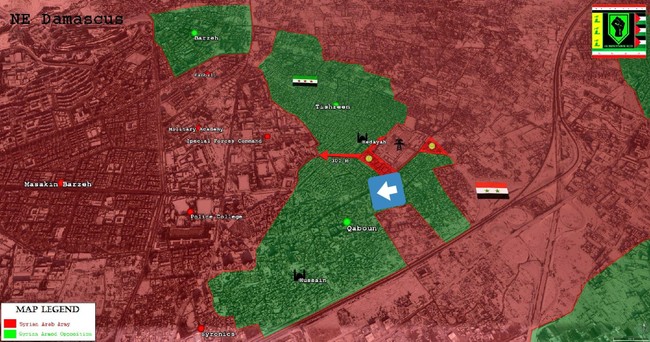 Quân đội Syria tái tấn công vào quận ngoại ô Damascus (video) - ảnh 1
