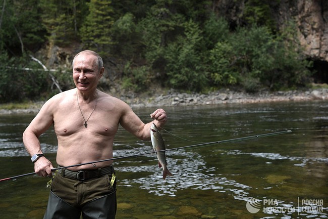 Tổng thống Putin lại cởi trần câu cá, bơi trên sông lạnh - ảnh 2