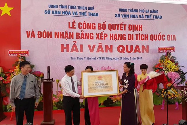 Đà Nẵng-Huế cùng đón nhận Bằng Di tích văn hóa lịch sử quốc gia của Hải Vân Quan - ảnh 1