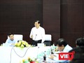 Chủ tịch UBND TP Đà Nẵng Huỳnh Đức Thơ  đề đạt ý kiến với đoàn công tác Chính phủ tại buổi làm việc