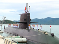 Tàu ngầm huấn luyện Kuroshio của Lực lượng tự vệ trên biển Nhật Bản tại cảng Cam Ranh (Khánh Hóa) (ảnh vtv.vn)