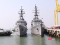 Đội tàu huấn luyện gồm JS SETOYUKI VÀ JS SHIMAYUKI thuộc Lực lượng bảo vệ bờ biển Nhật Bản tại Cảng Tiên Sa, Đà Nẵng