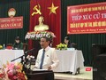 Ông Trương Quang Nghĩa, Bí thư Thành ủy Đà Nẵng, trưởng đoàn ĐBQH TP Đà Nẵng phát biểu tại buổi tiếp xúc cử tri quận Cẩm Lệ