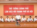 Thủ tướng nguyễn Xuân Phúc và các Phó Thủ tướng Chính phủ làm việc với lãnh đạo TP. Hà Nội. Ảnh: VGP/Quang Hiếu