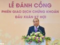 Thủ tướng Nguyễn Xuân Phúc phát biểu tại lễ khai trương hoạt động giao dịch chứng khoán đầu Xuân 2019. Ảnh: VGP/Quang Hiếu.