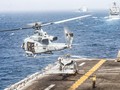 Một máy bay trực thăng UH-1Y Venom cất cánh từ sàn máy bay của tàu tấn công đổ bộ USS Boxer ở eo biển Hormuz, ngày 18.7.2019. Ảnh: Engadget
