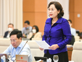 Thống đốc NHNN Nguyễn Thị Hồng báo cáo tại phiên họp của Ủy ban Thường vụ Quốc hội