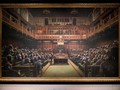 Tác phẩm “Devolved Parliament” của họa sỹ bí ẩn Banksy được bán với giá 9,8 triệu Bảng (29 tỷ VND)