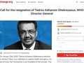 Bức thư kiến nghị ông Tedros Adhanom từ chức Tổng giám đốc WHO đã thu được hơn 530 ngàn chữ ký ủng hộ (Ảnh: Đông Phương).