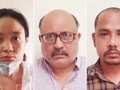 Rajeev Sharma (giữa) và hai đồng phạm người Trung Quốc (trái) và Nepal (phải) bị cảnh sát Ấn Độ bắt vì bị cáo buộc bán bí mật tình báo cho Trung Quốc (Ảnh: Deutsche Welle).