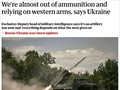 Báo Anh The Guardian viết về tình trạng phụ thuộc vũ khí phương Tây của Ukraine.
