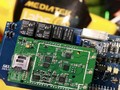 Chip MediaTek trên bảng mạch tại gian hàng MediaTek trong triển lãm Computex 2015 tại Đài Bắc, Đài Loan. Ảnh REUTERS/Pichi Chuang