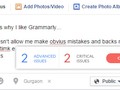 Grammarly sửa lỗi chính tả khi người dùng post tin trên mạng xã hội Facebook