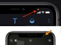 Dấu chấm cam (phía trên) và dấu chấm xanh (bên dưới) iPhone chạy iOS 14.