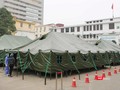 Bệnh viện dã chiến Bạch Mai được hoàn thành chỉ sau 4 tiếng đồng hồ (Ảnh Đỗ Hằng)
