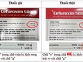 Đặc điểm phân biệt thuốc Cefuroxim 500 giả và thật (ảnh Cục Quản lý Dược cung cấp)