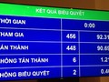 Kết quả đại biểu Quốc hội biểu quyết thông qua nghị quyết, trong đó có nội dung không cho phép bỏ môn học lịch sử - Ảnh: L.K