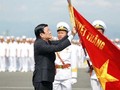 Chủ tịch Nước Trương Tấn Sang tặng danh hiệu Anh hùng LLVTND cho Quân chủng Hải quân Việt Nam. (Ảnh: TTO)