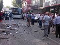 Hiện trường vụ nổ bom ở trụ sở HDP, thành phố Mersin. Ảnh: AFP