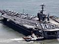 Tàu sân bay trọng tải 97.000 tấn USS George Washington đến thành phố cảng phía đông nam Hàn Quốc Busan