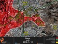 Bản đồ tình hình chiến sự khu vực Harasta, Đông Ghouta - ảnh Muraselon