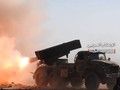 Pháo phản lực Grad quân đội Syria khai hỏa. Ảnh minh họa video